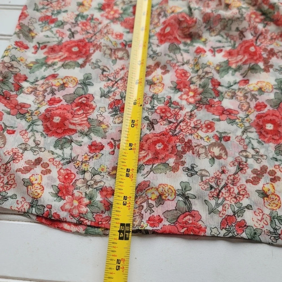 American Rag Cie Top Women's Pink White Lace Floral Print Cold Shoulder Sz S - Picture 4 of 12